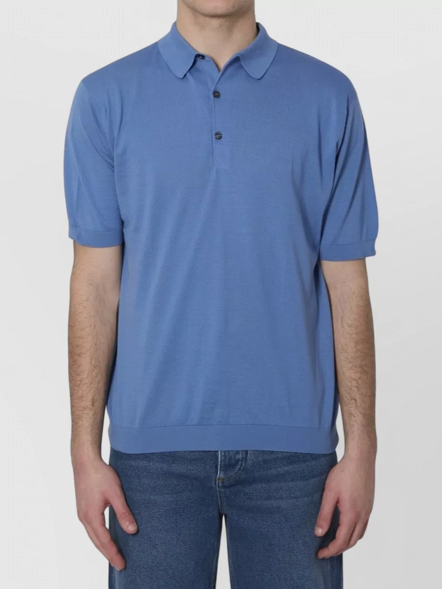 John Smedley ribbed trim short-sleeve polo shirt