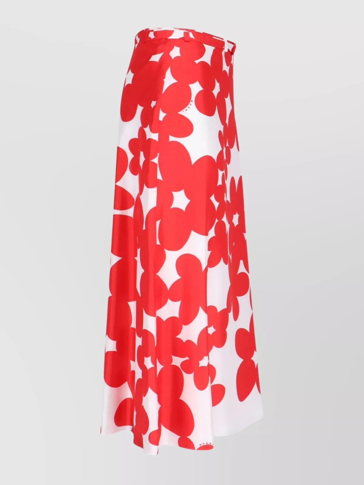 Marni Floral Print A-line Skirt With Belted Waist In Red
