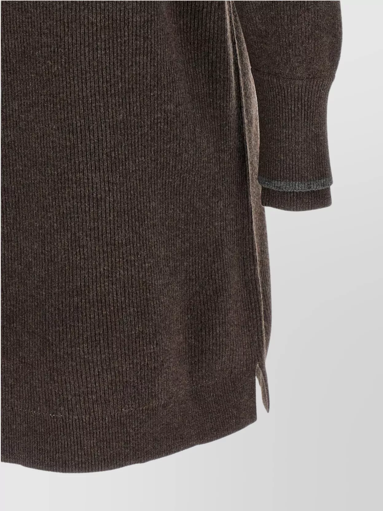 Brunello Cucinelli Layered Dress With High Neck And Ribbed Texture