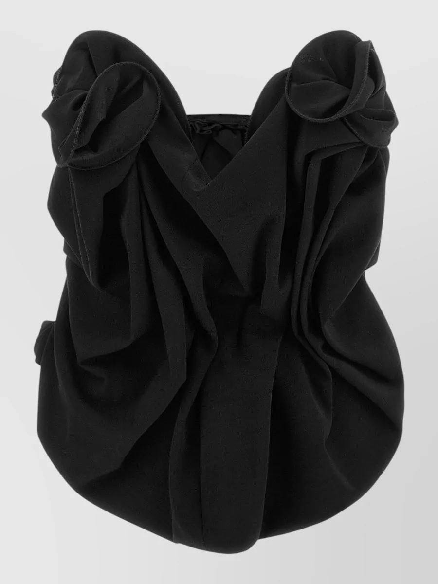 Magda Butrym wool off-shoulder draped corset top