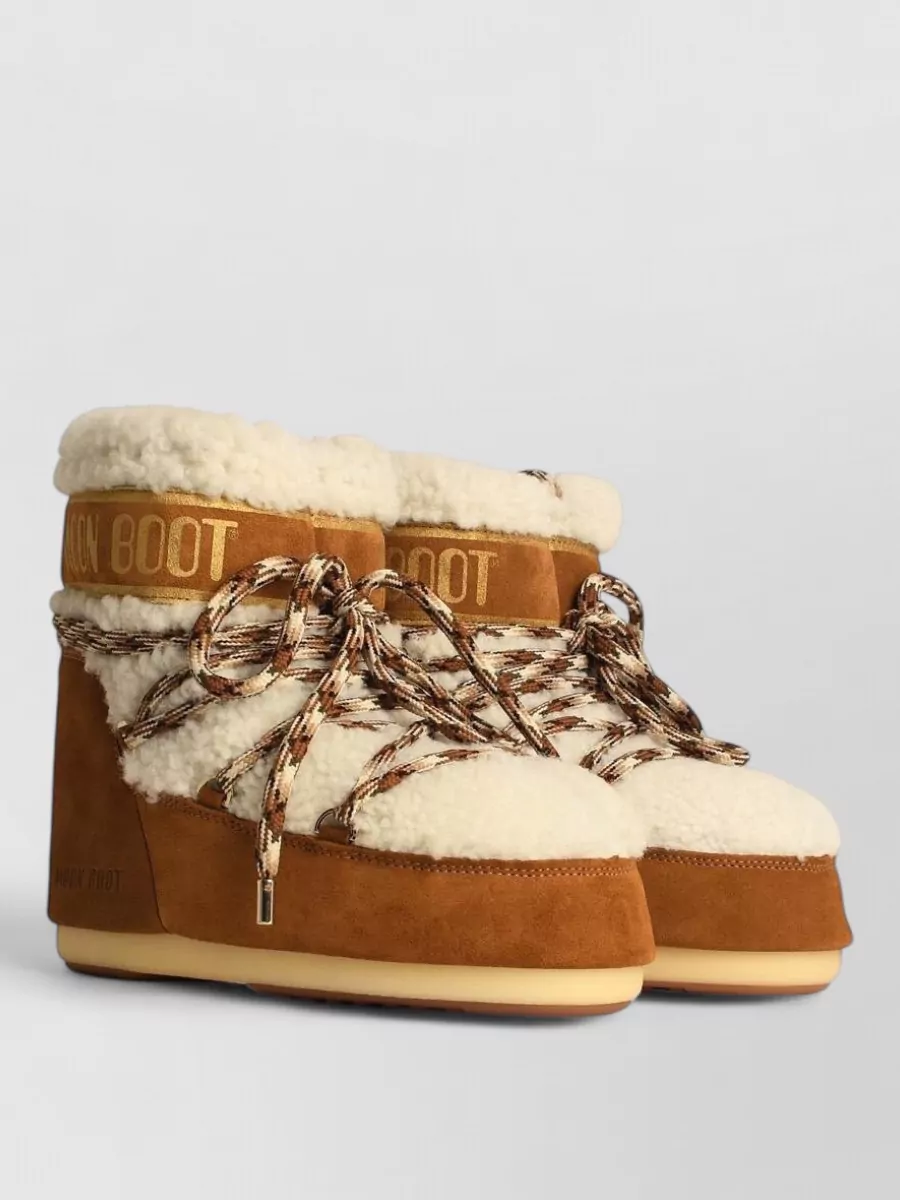 Moon Boot Stivale Lab69 Icon Low Marrone In Shearling In Brown