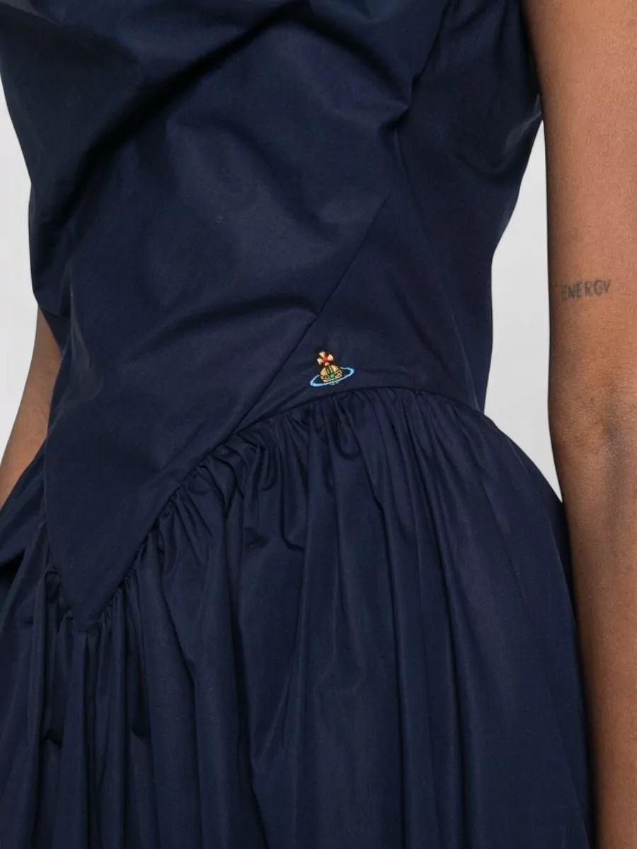 Vivienne Westwood Draped Midi Dress Sleeveless Square Neckline