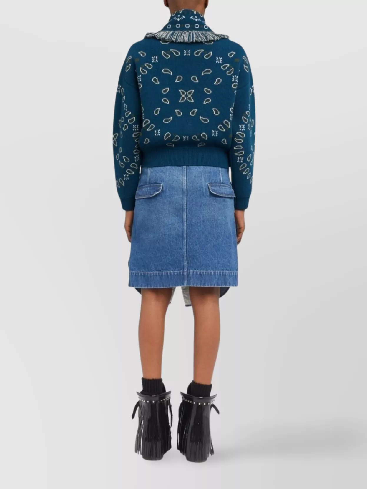 Alanui Bandana Wool And Cashmere Cardi-bomber In Blue