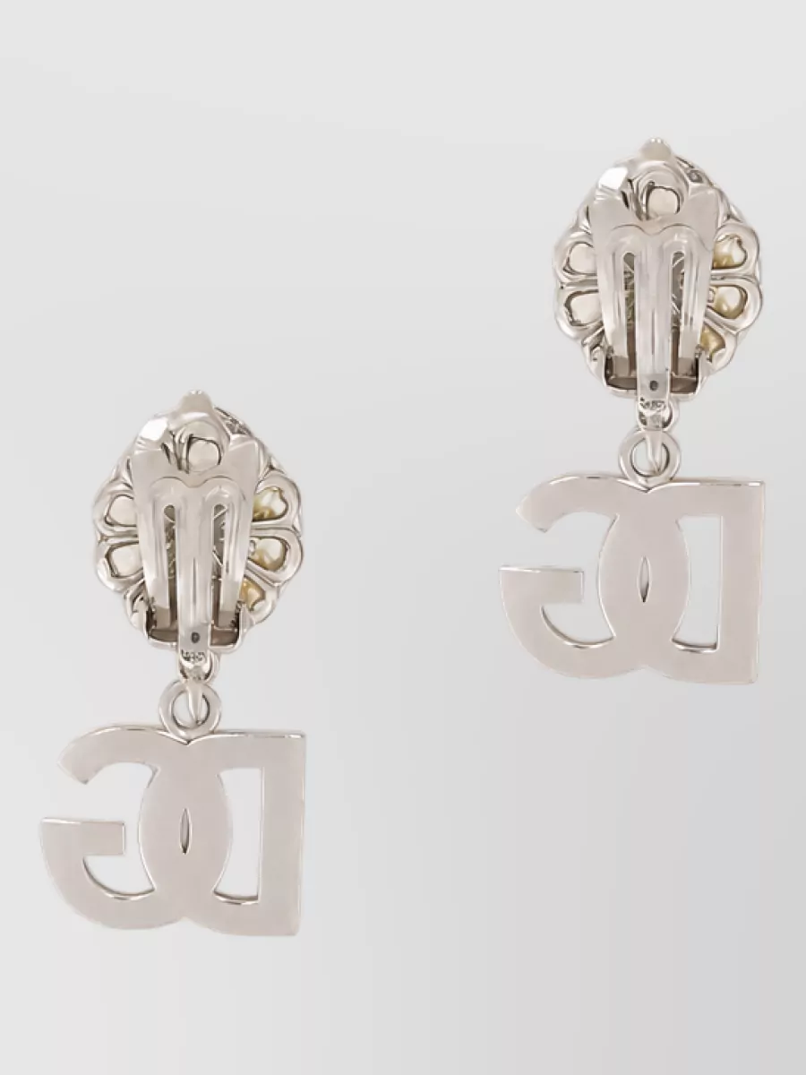 Dolce&Gabbana logo-pearl dangle earrings