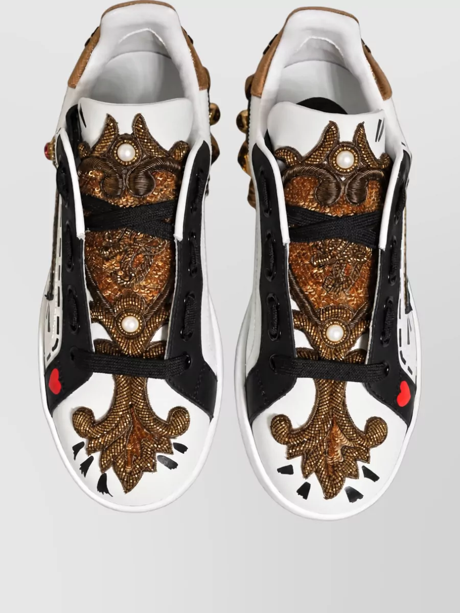 Dolce&Gabbana Leather Studded Low-Top Sneakers