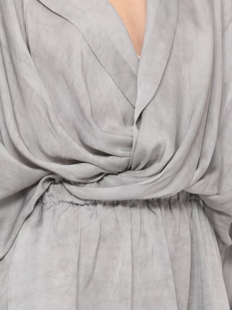 The Andamane Draped V-Neck Long-Sleeve Mini Dress