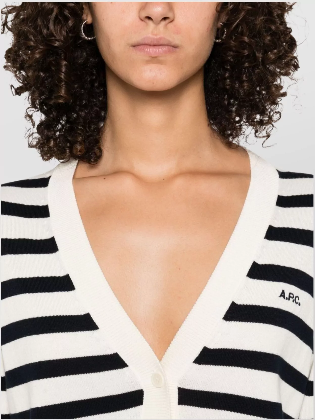A.p.c. Striped Knitwear Cardigan V-Neck