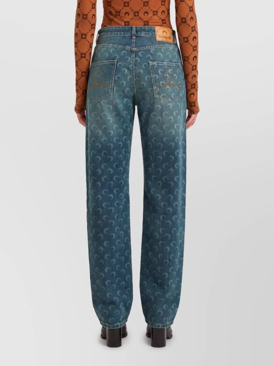 Marine Serre Denim Mid-Rise Straight-Leg Jeans