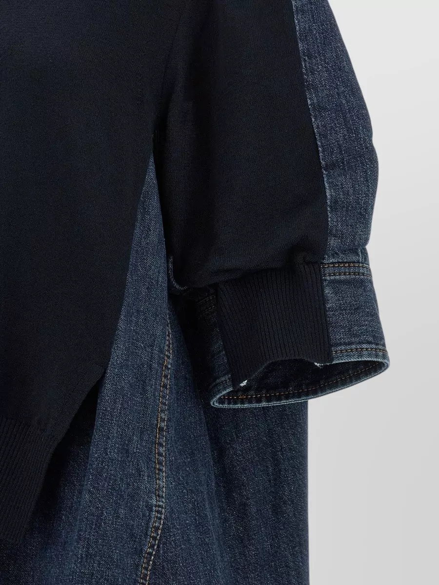 Sacai Denim Panelled Short-Sleeve Sweatshirt