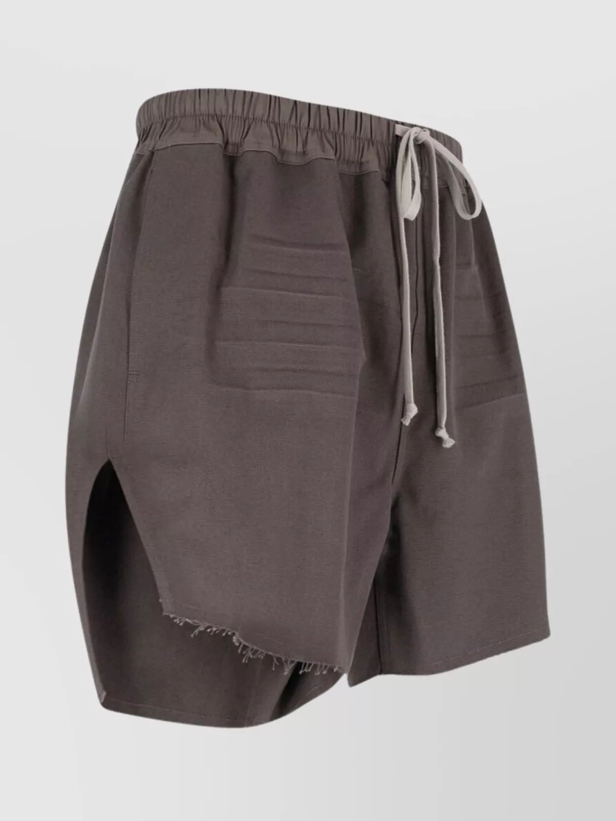 Rick Owens Straight Elastic Waistband Frayed Hem Shorts