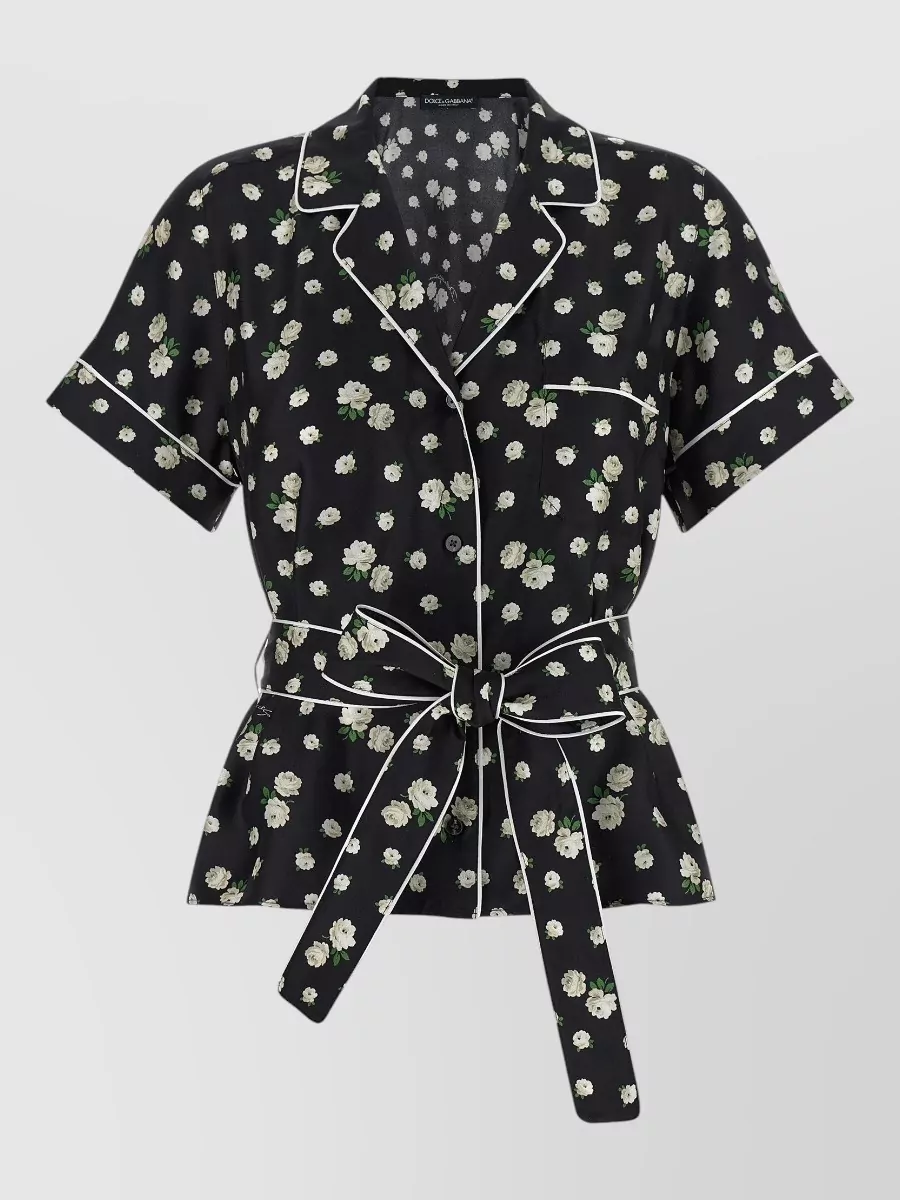 Dolce&Gabbana silk floral-print short-sleeve pyjama shirt