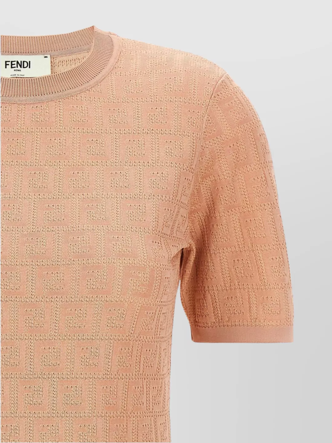 Fendi Cotton Short Sleeve Dress With Textured Pattern