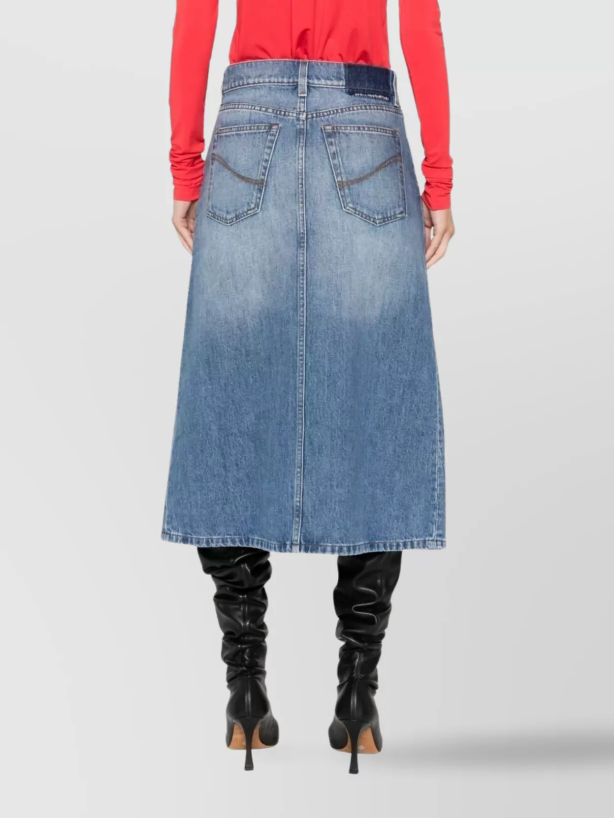 Stella Mccartney Cotton Denim Midi Skirt With A-Line Shape
