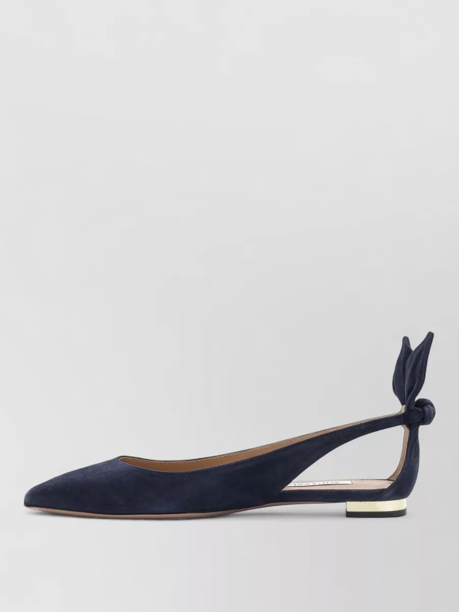 Aquazzura Bow Slingback Suede Ballet Flats Pointed Toe