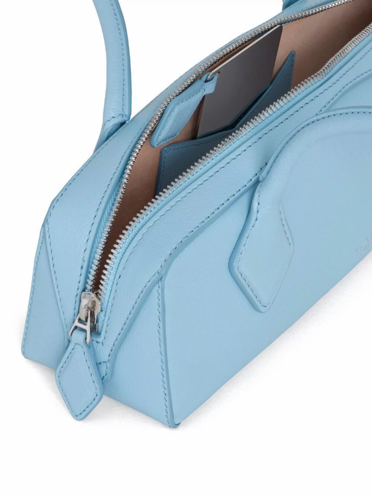 Alaïa Rectangle Handle Smooth Texture In Blue