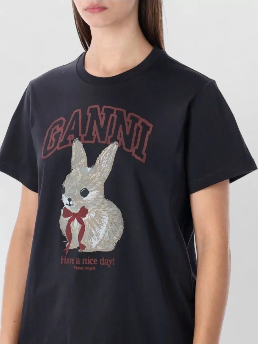 Ganni Bunny Graphic Relaxed Fit T-Shirt