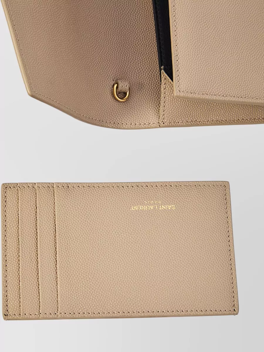 Saint Laurent Grain De Poudre Leather Chain Pouch