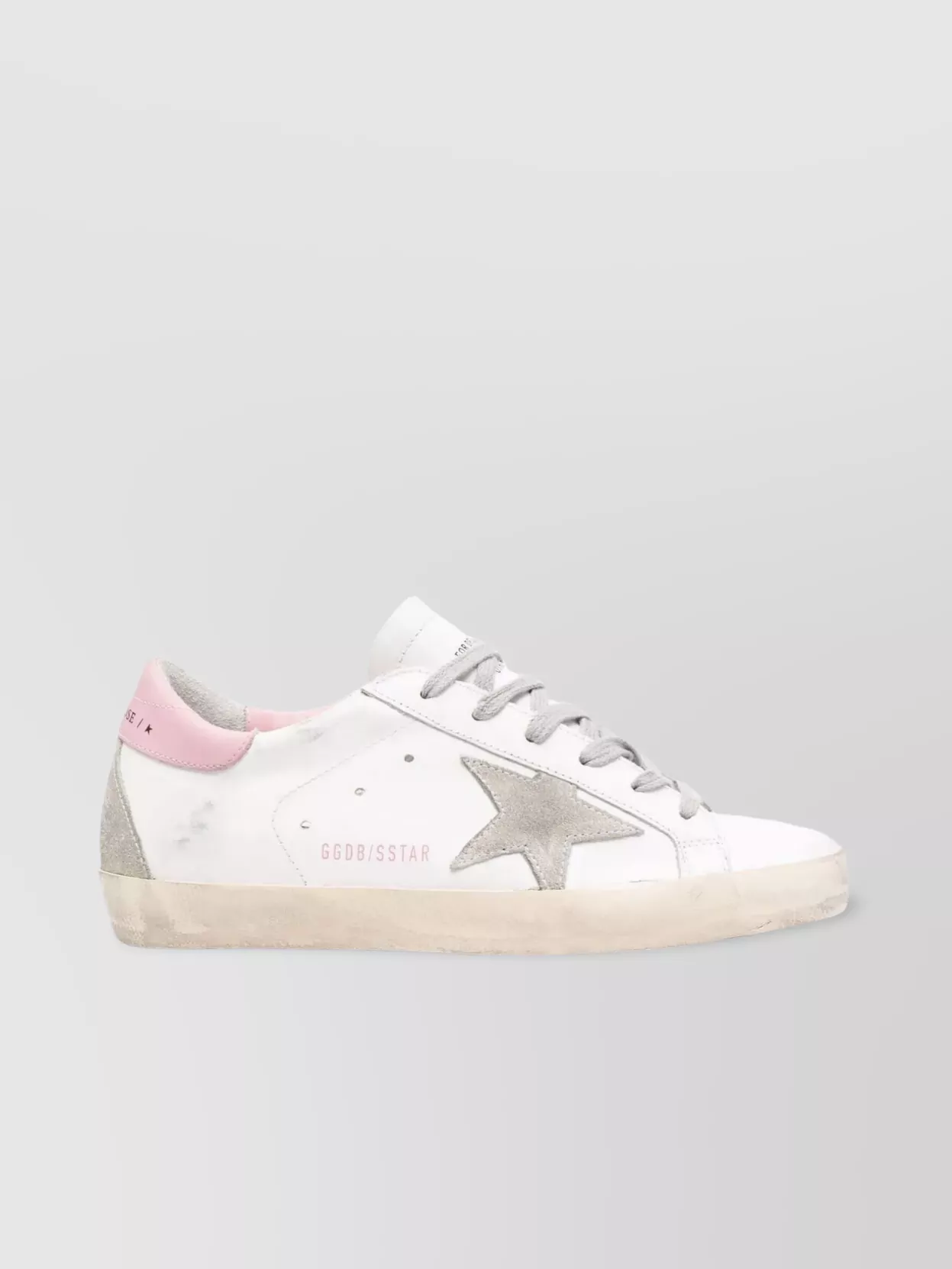 Golden Goose Super-star Sneakers In Nappa Leather With Suede Star And Pink Leather Heel Tab Shoes