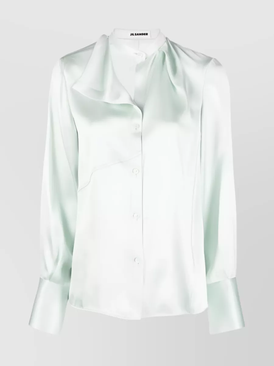 Shop Jil Sander Silk Asymmetric Clean-lined Blouse In White