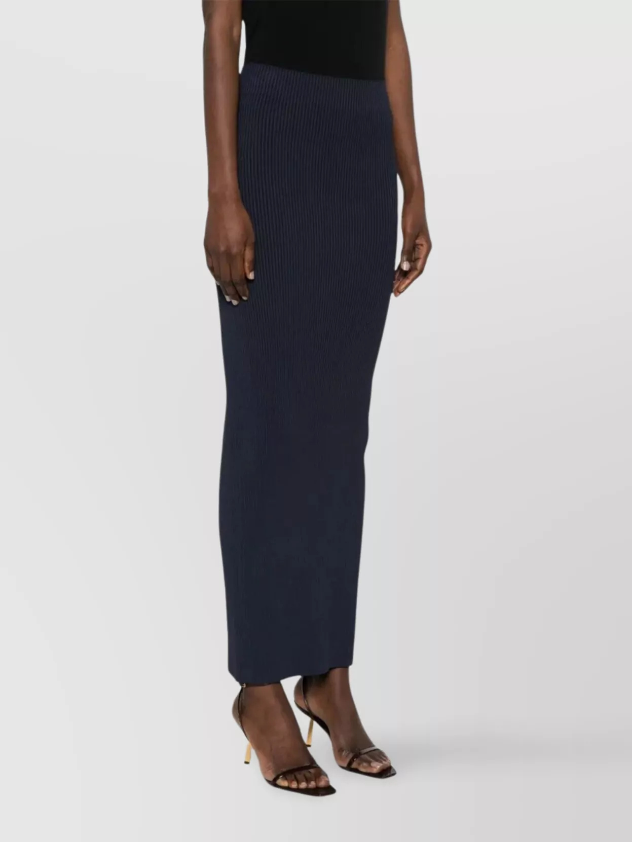 Max Mara Ribbed Detail High-waisted Long Skirt In Blue