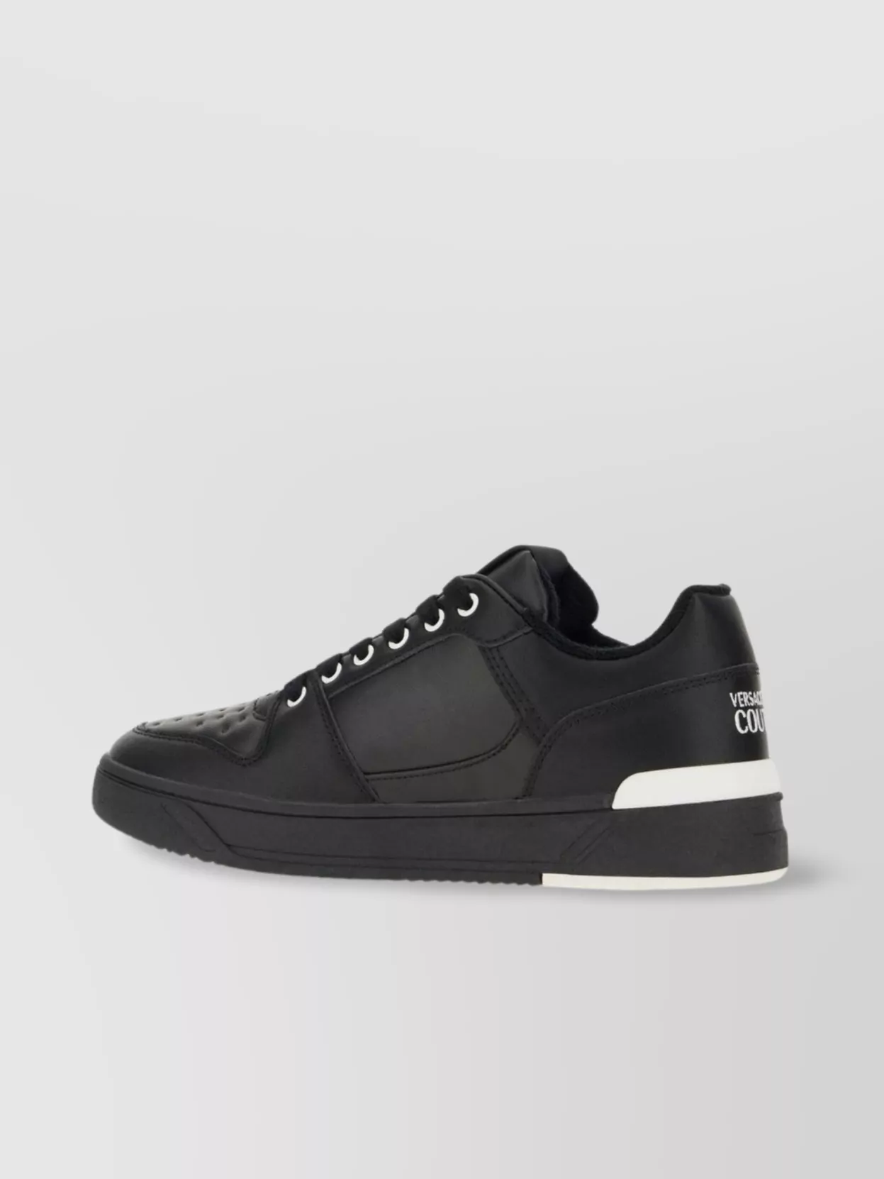 Versace Jeans Leather Low-top Sneakers Ankle Padded In Black
