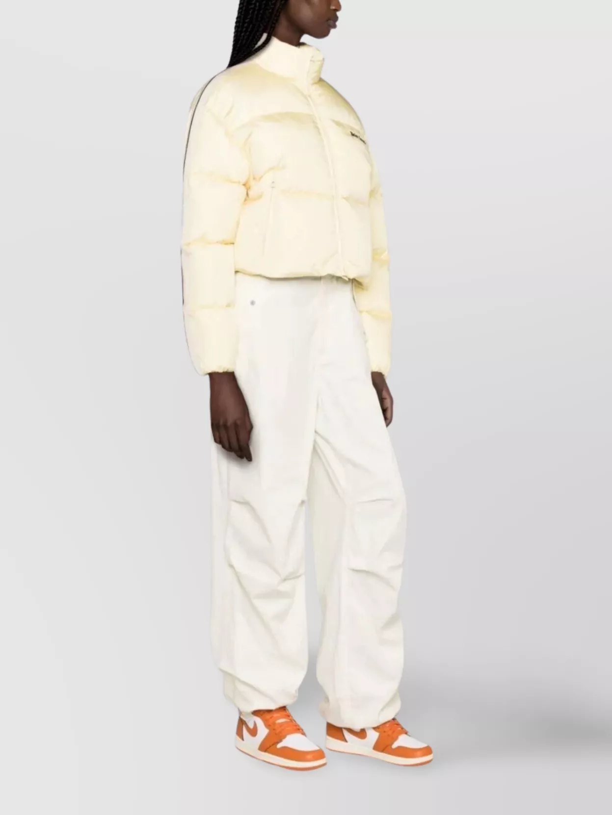 Palm Angels Cropped Quilted Jacket High Collar