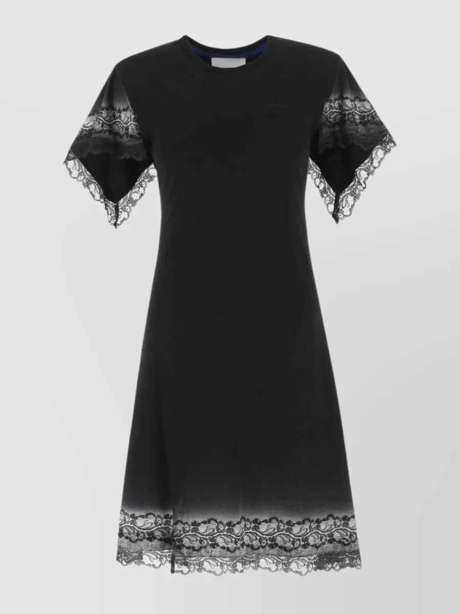Shop Koché Flared Hem Cotton Dress In Black