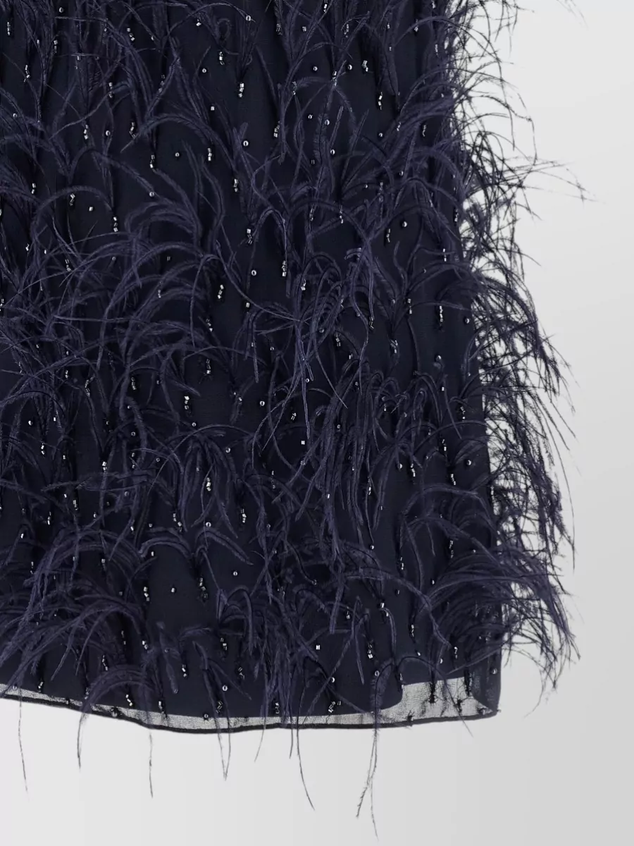 Pinko Feather-Embellished Sleeveless Mini Dress