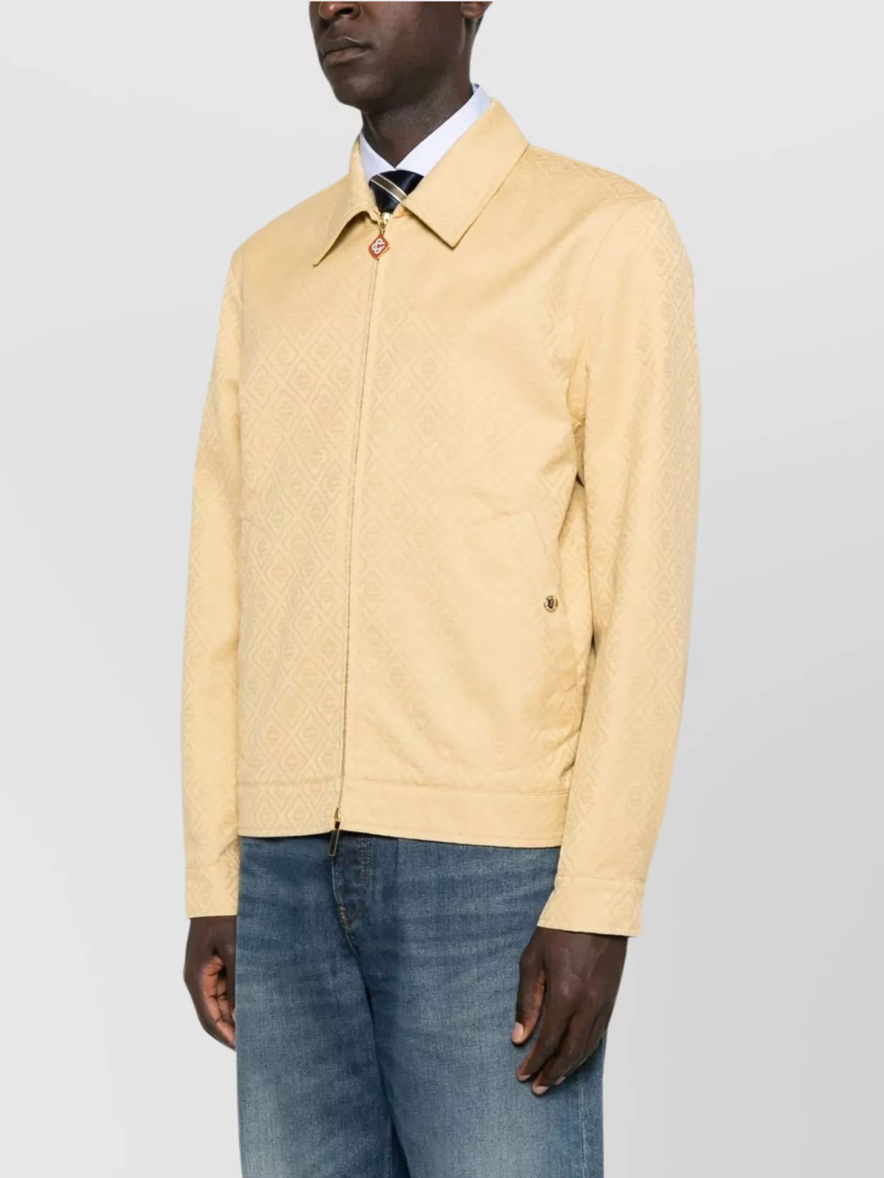Casablanca Monogrammed Cotton Blouson Featuring Pockets In Brown