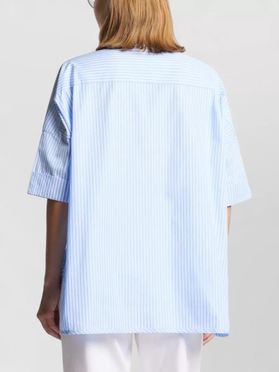 Fay Cotton Shirt Collared Neck Short Sleeves Striped