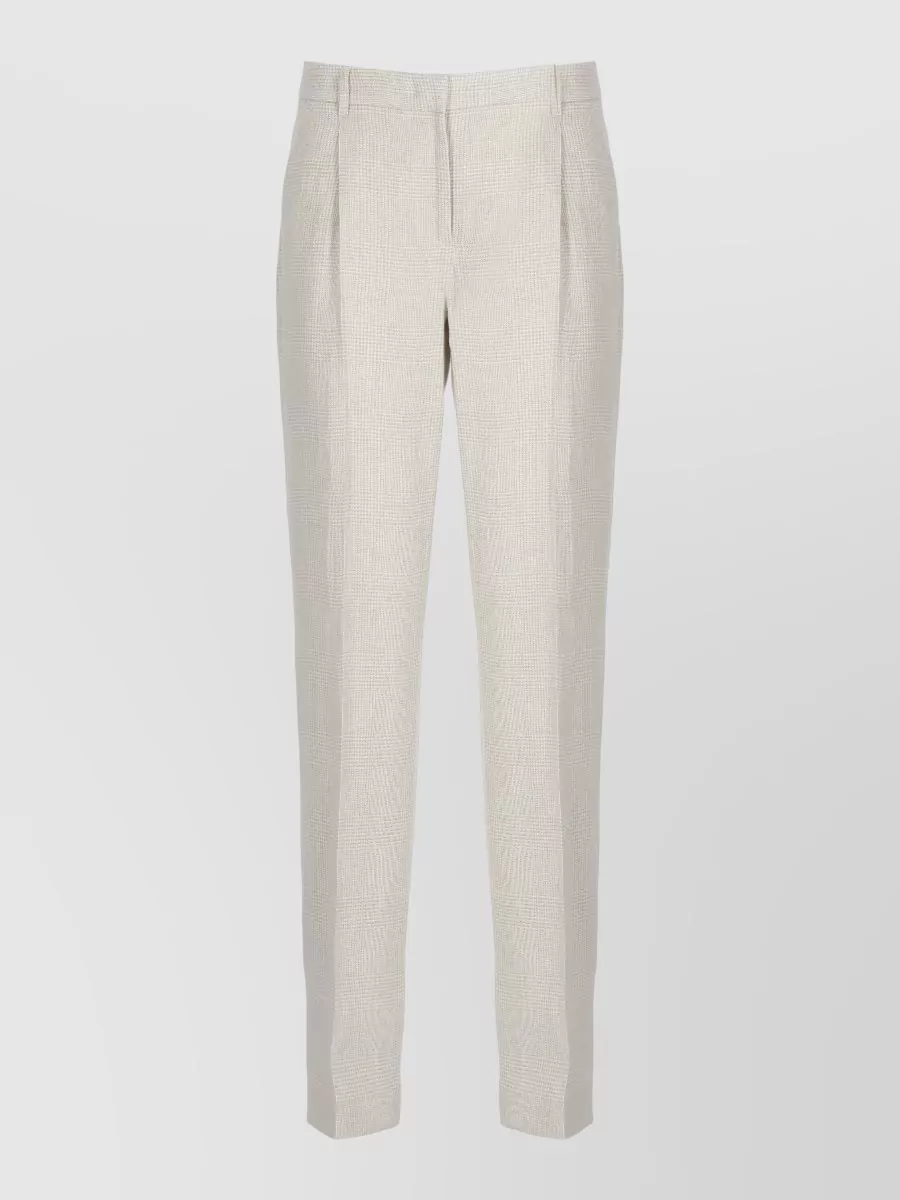 Lardini Linen Tailoring Pants High Waist Pleated In Neutral
