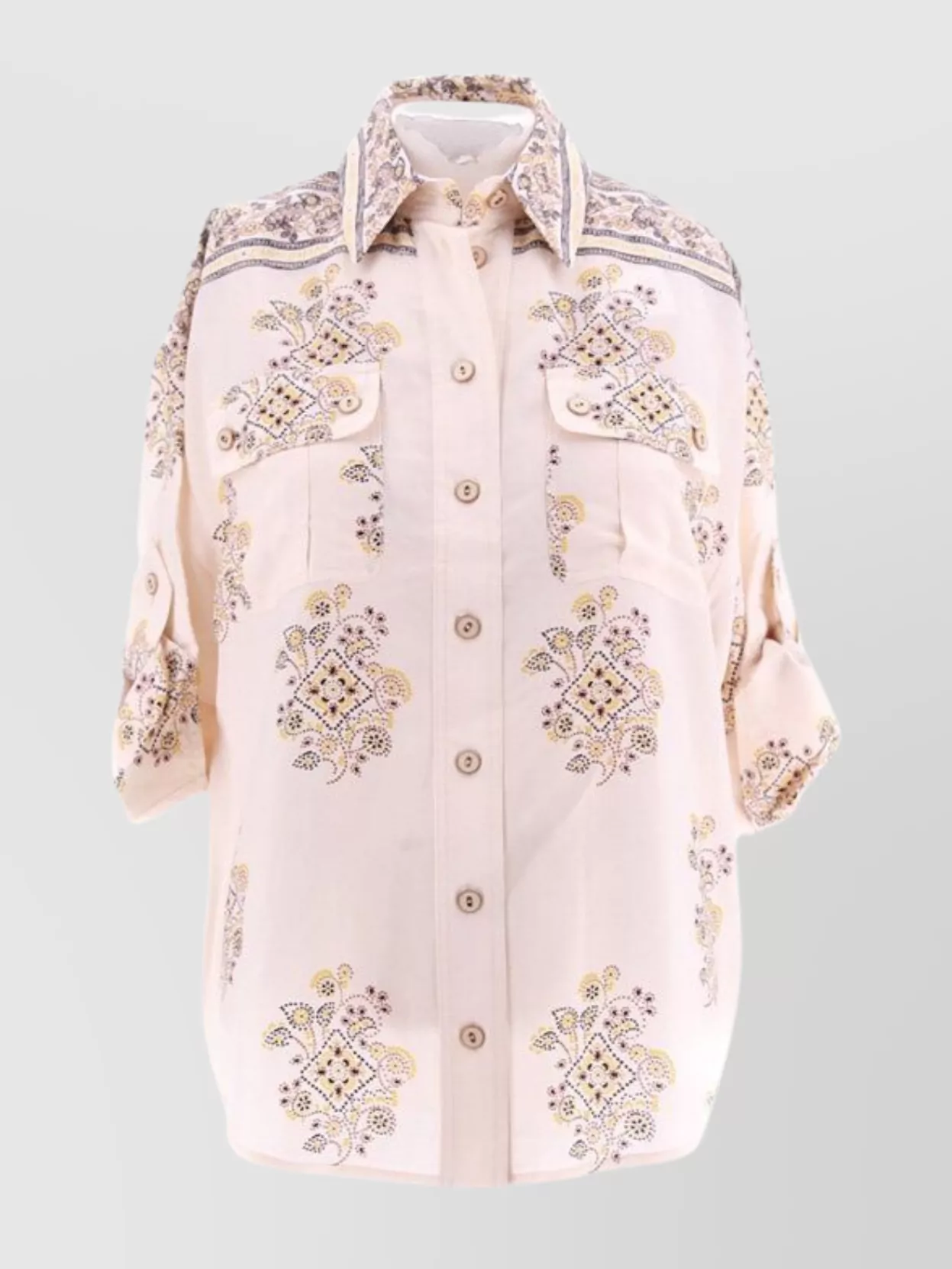 Zimmermann Safari Shirt Embroidered Long Sleeves In Pink