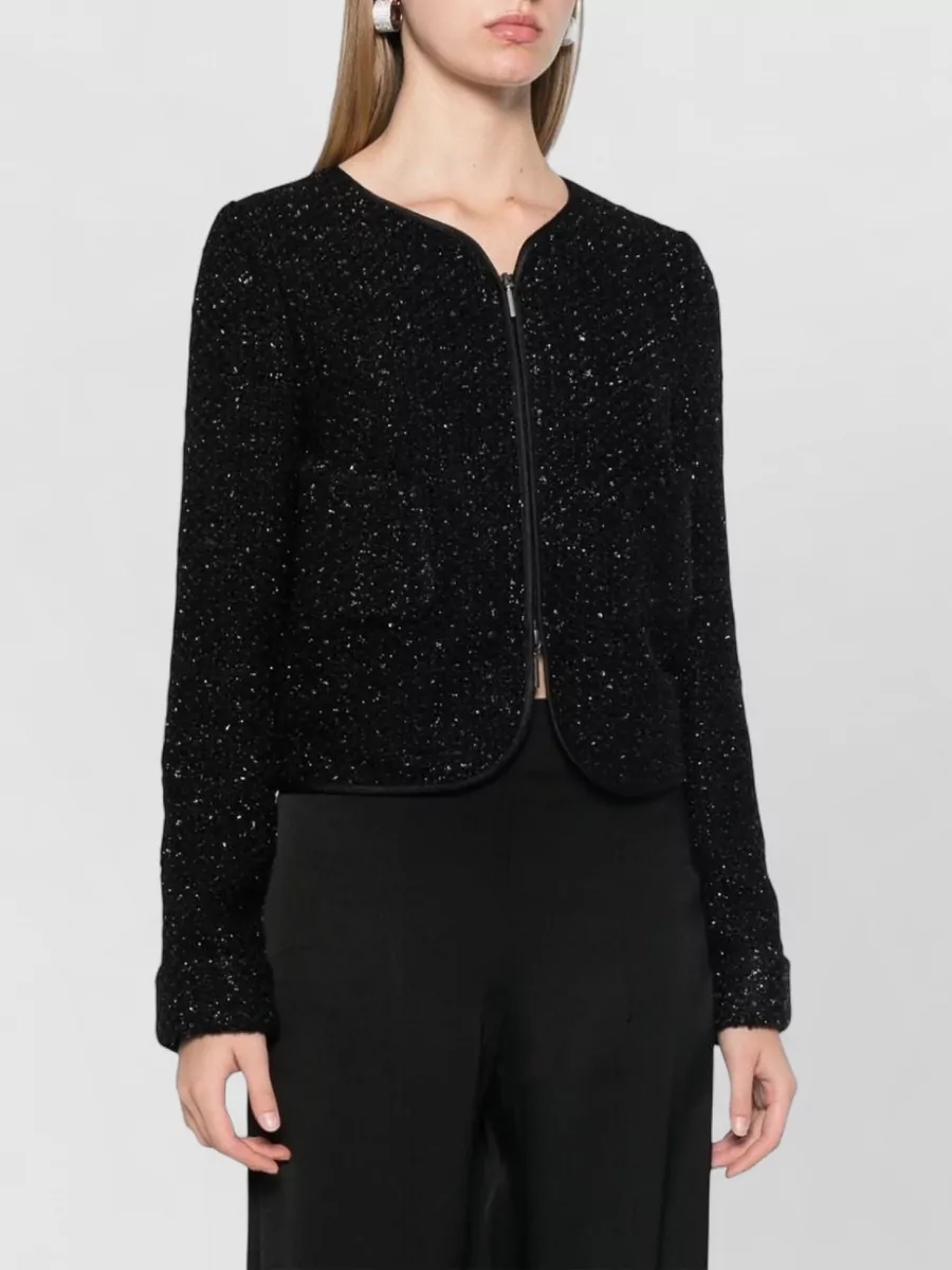 Emporio Armani Lurex Tweed Sequin-Embellished Ruched Jacket