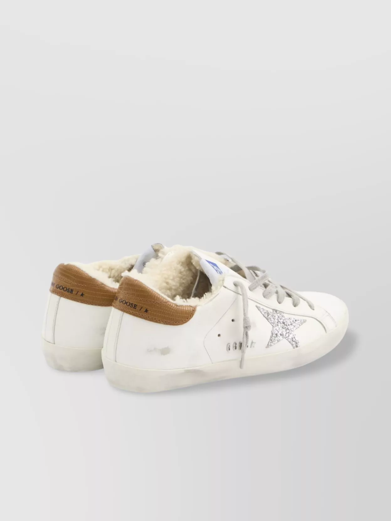 Golden Goose Sneakers Distressed Leather Glitter Star In White