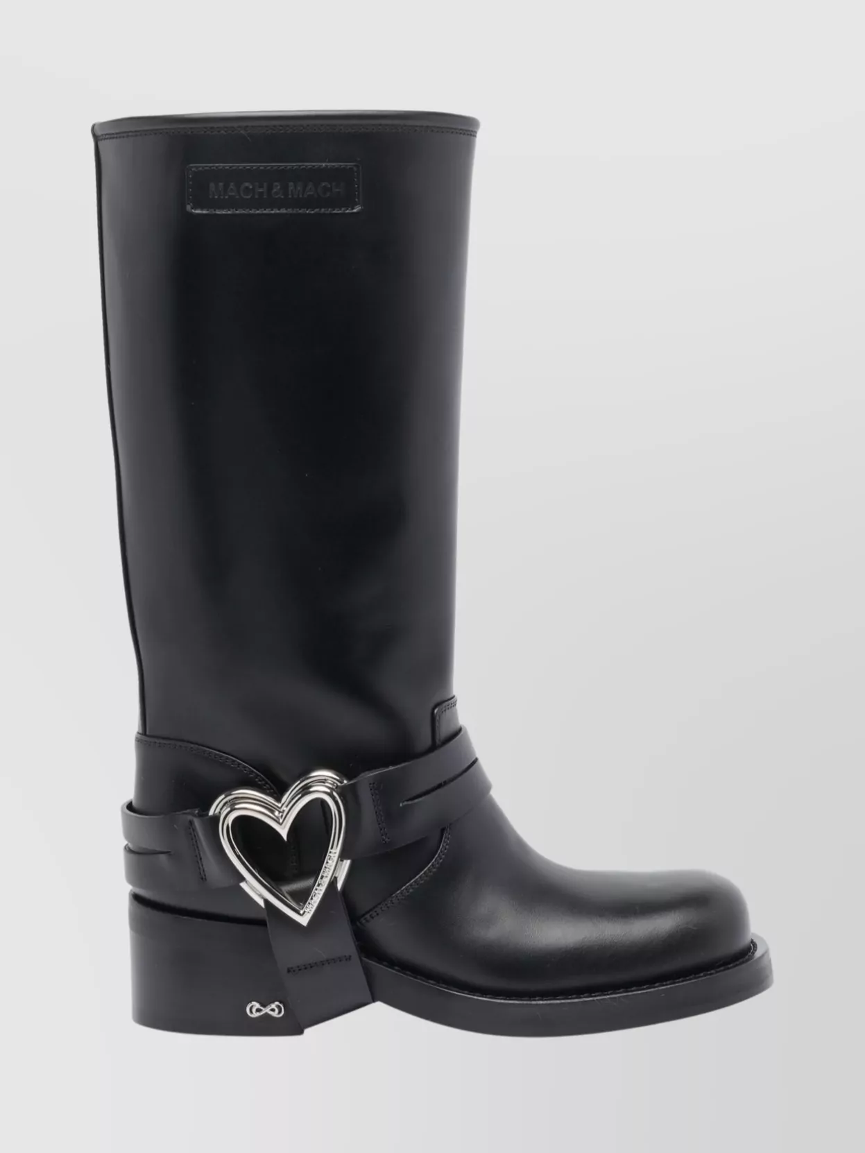 Mach & Mach Heart Detail Knee-High Block Heel Boots