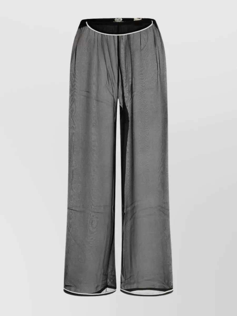 Shop Bode Sheer Hem Silk Wide-leg Pant In Grey