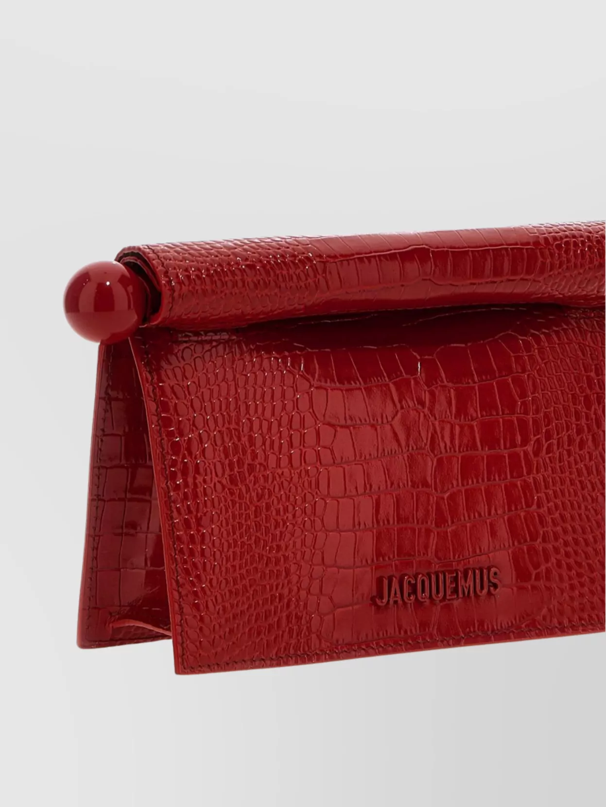 Jacquemus Square Round Crocodile Chain Strap Clutch