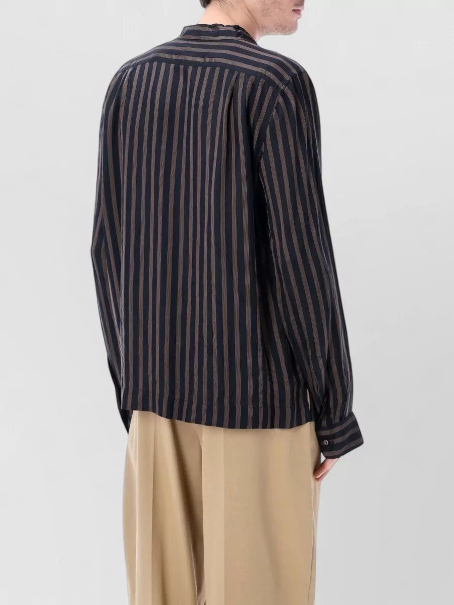Dries Van Noten Striped Cupro Relaxed-Fit Long-Sleeve Open-Collar Shirt