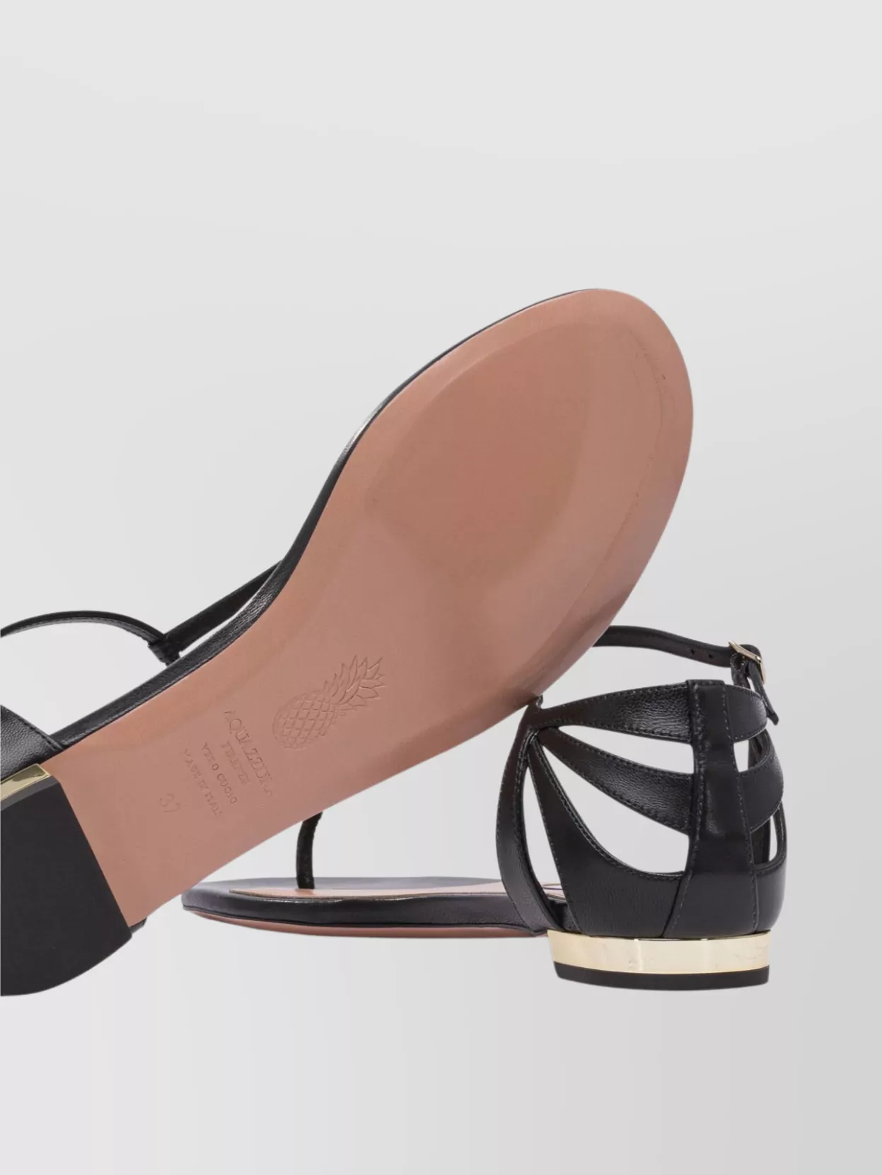 Aquazzura Metallic Detail Open Toe Strappy Sandals