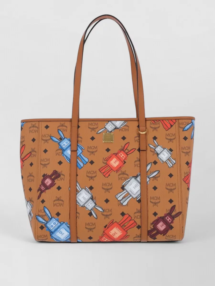 Mcm Rectangular Tote Bag Graphic Print Handles