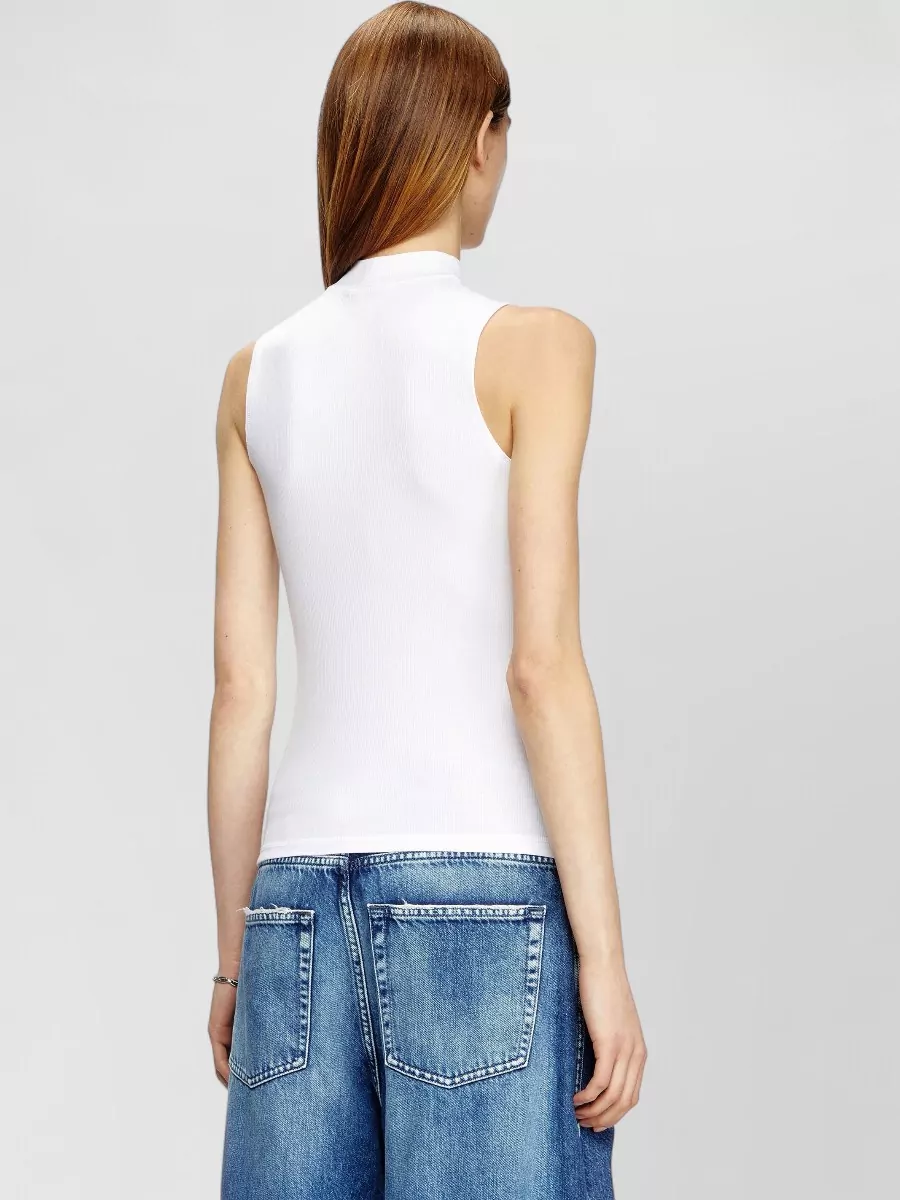 Diesel Ribbed Mock Neck Sleeveless Tank Top