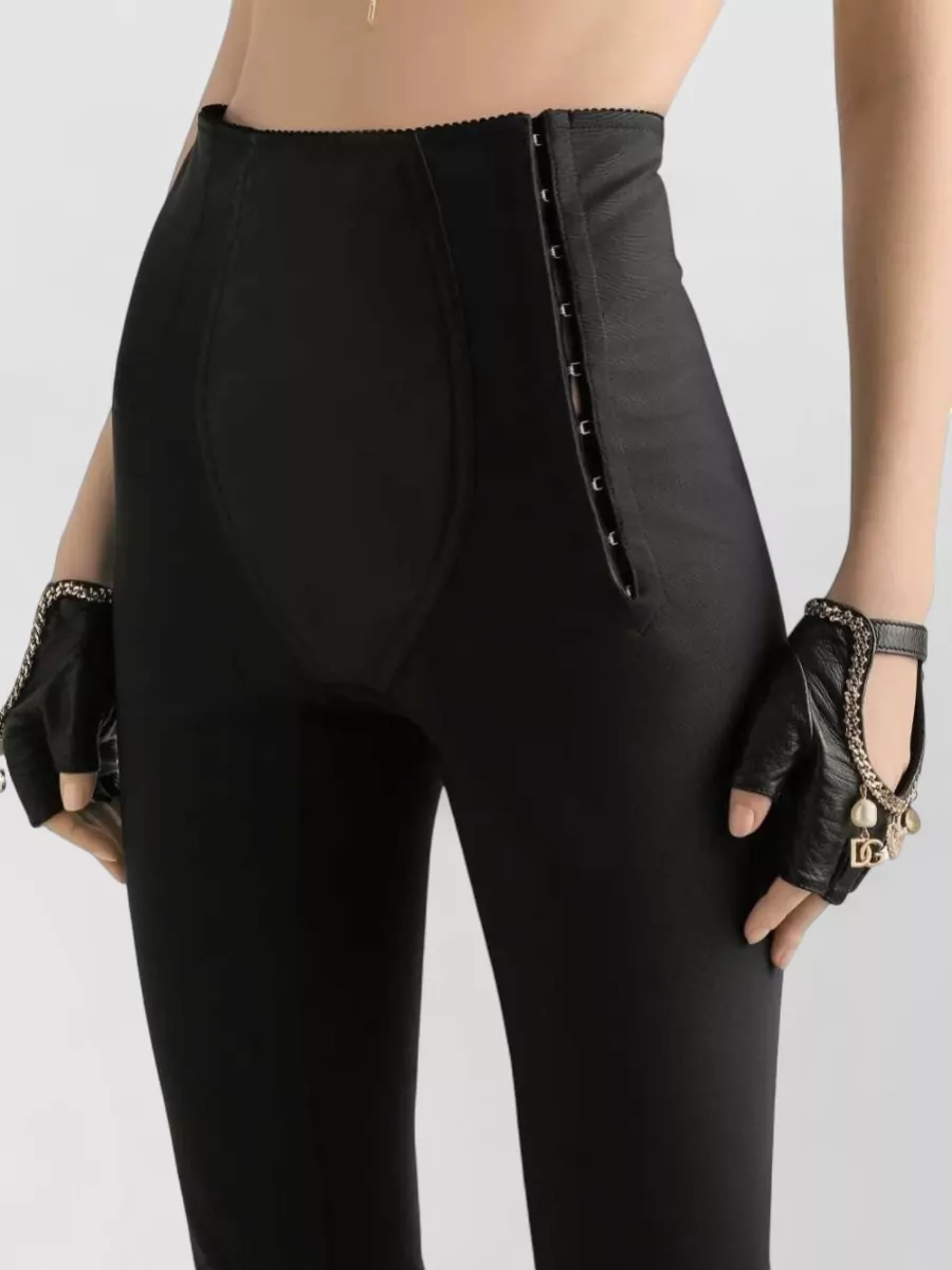 Dolce&Gabbana High Waisted Slim Mesh Satin Trousers