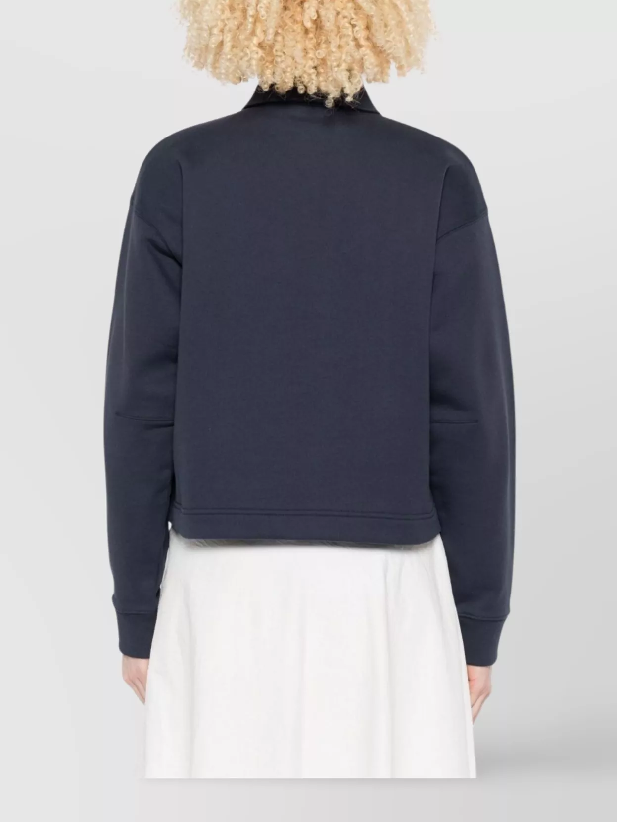 Maison Kitsuné Baby Fox Cropped Polo Sweatshirt In Blue