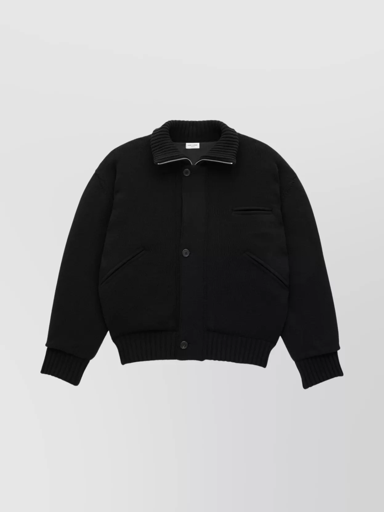 Saint Laurent Virgin Wool Bomber Jacket In Black