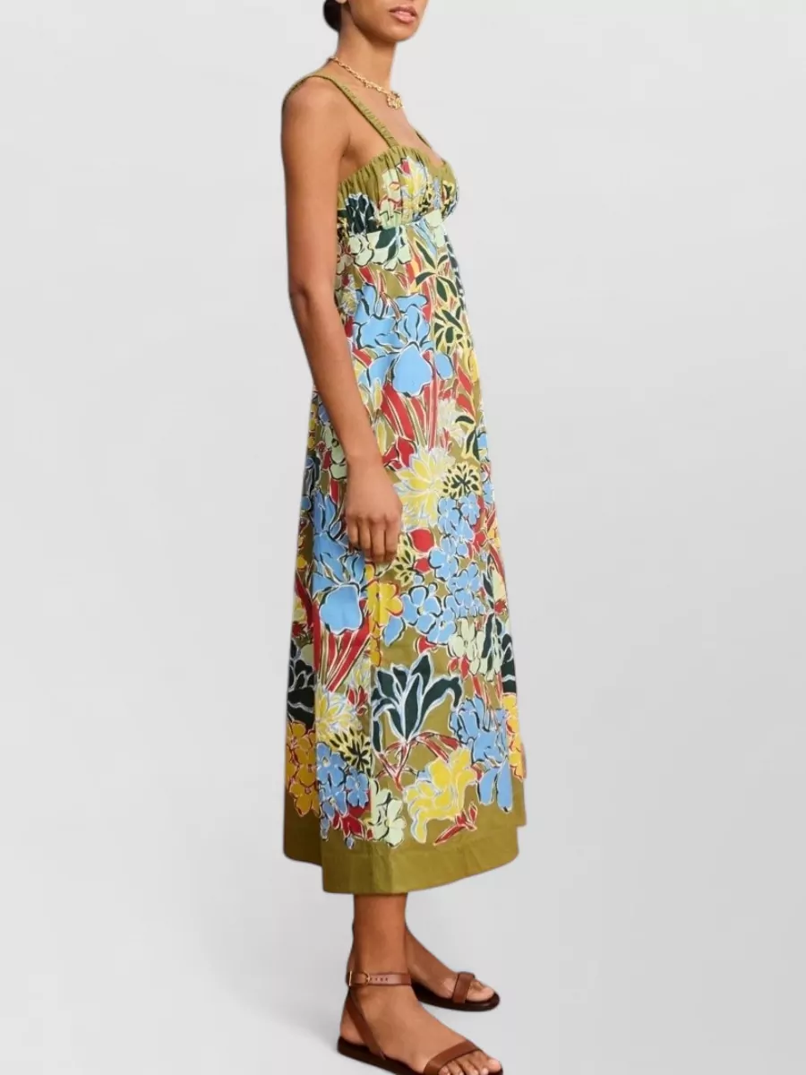 Alémais Cotton Ruched Cutout Midi Beach Dress