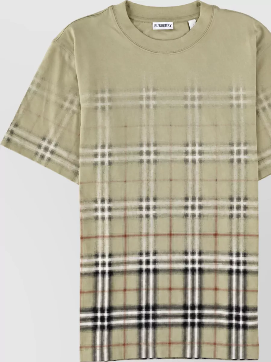 Burberry Checked Cotton T Shirt