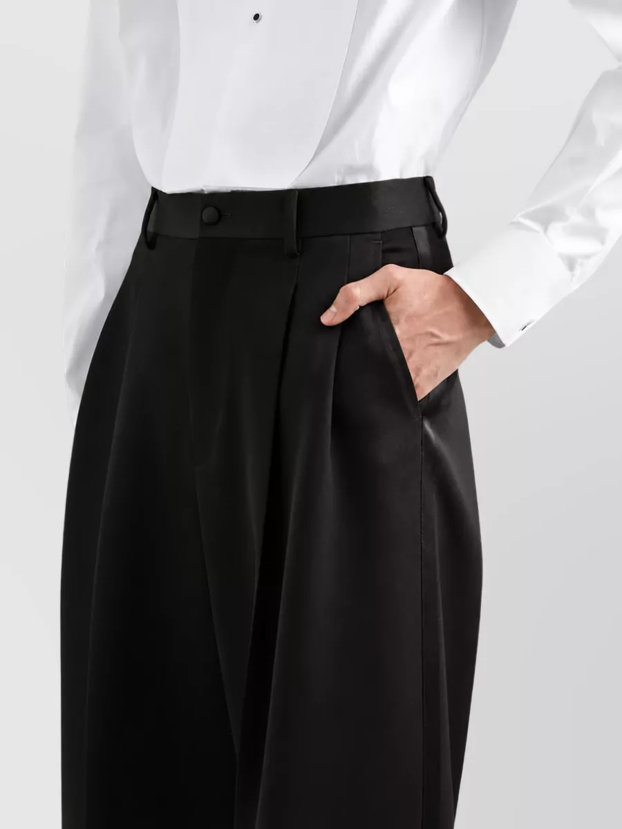Dolce&Gabbana Wool Silk Pleated Tailored Trousers