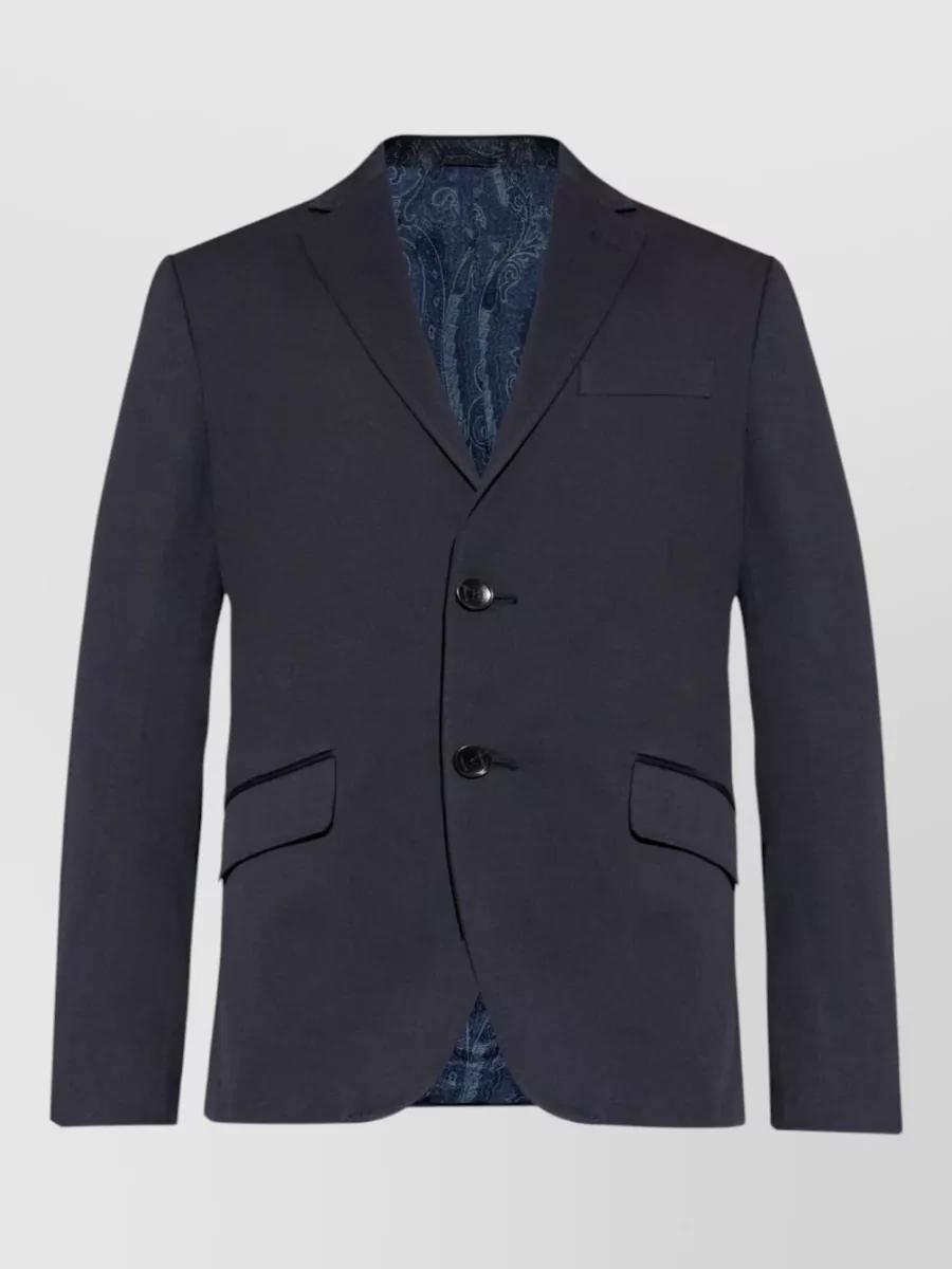Etro Suit notch lapel flap pockets nylon silk