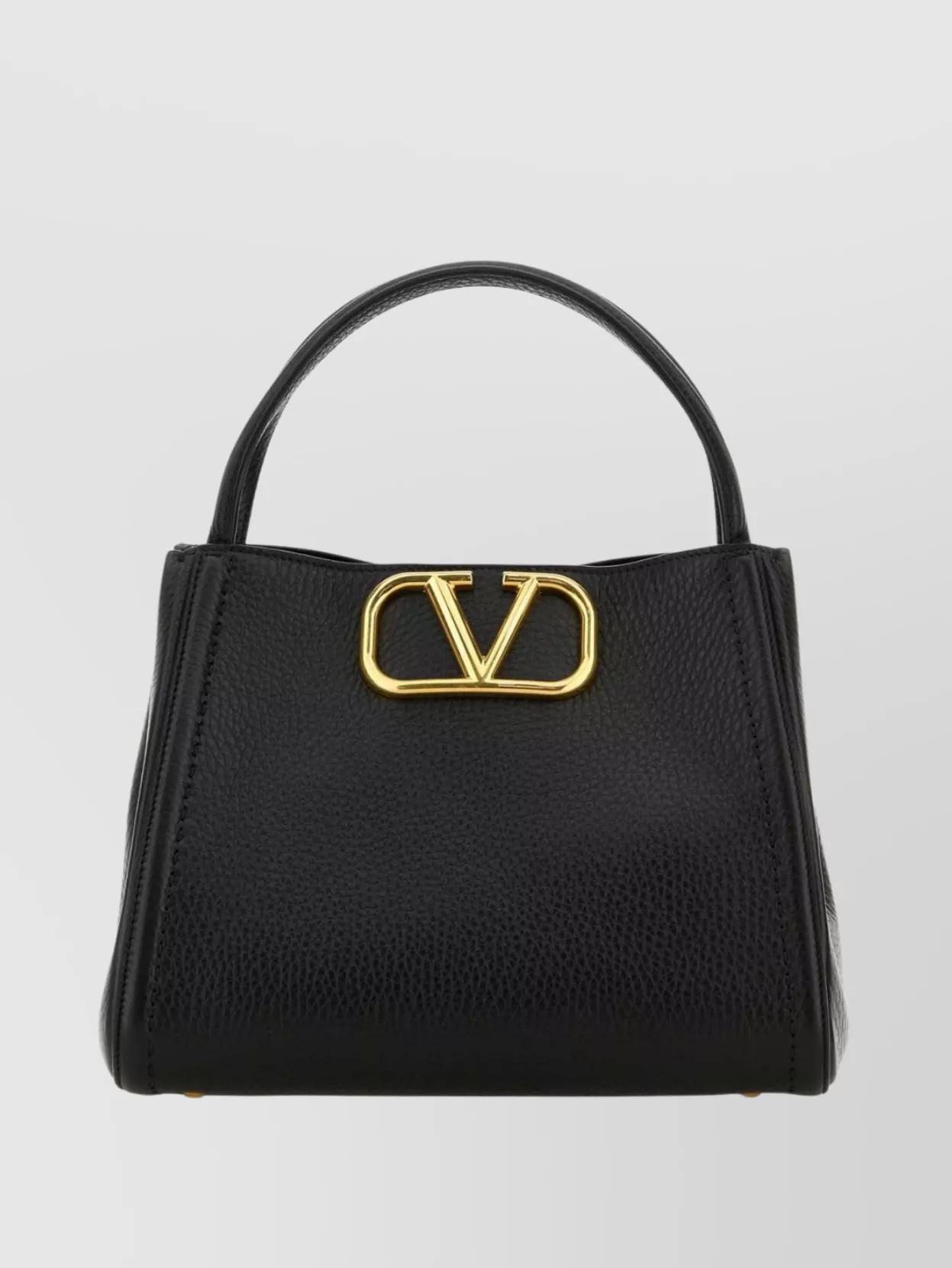 Valentino V Plaque Double Top Handle Tote In Black