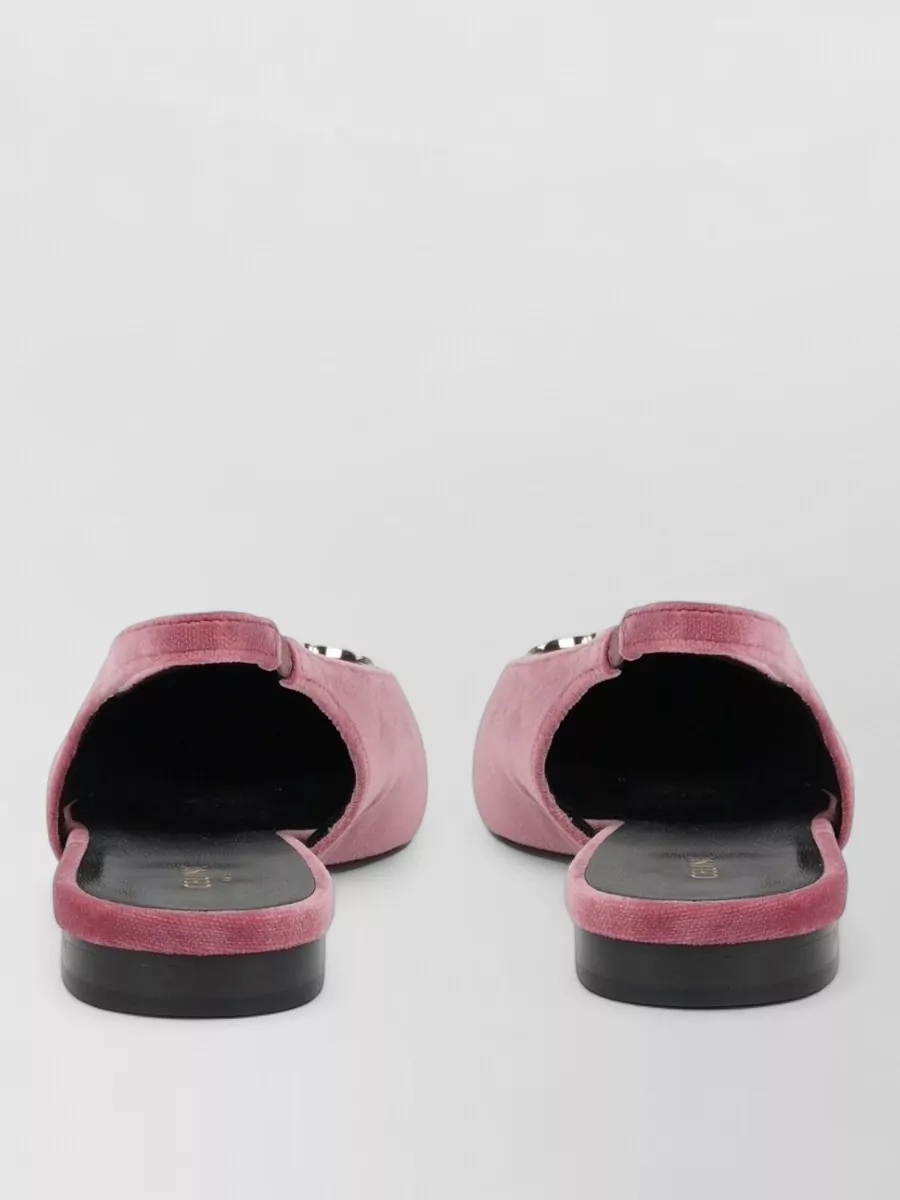 Celine Alma Triomphe Velvet Flat Pumps
